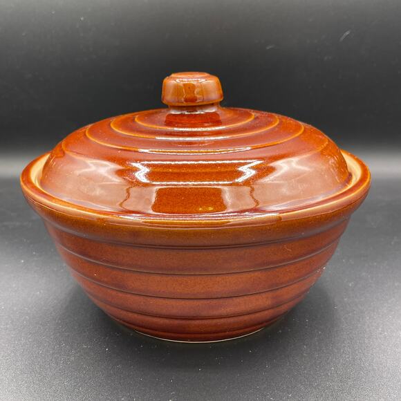 Monmouth Pottery Other - Monmouth Pottery Brown Ribbed Glazed Casserole Dish and Lid